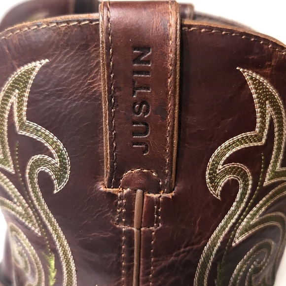 Justin Stampede WK4575 Leather Western Cowboy Boots Men's Size 10.5 D - Picture 11 of 16